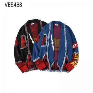 Customized men's cardigan long sleeved patchwork style Men's fashionable and comfortable punk style Chinese clothing factory for autumn and winter knitted jackets