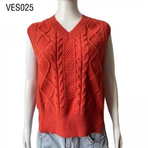 2023 High quality sleeveless V-neck jacket Classic traditional jacquard fluorescent orange pullover Loose fitting casual sweater
