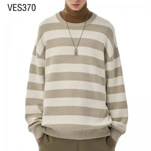Men's two tone striped loose and comfortable long sleeved O-neck pullover Classic Fashion Autumn and Winter Outdoor High Quality Sweater Knitwear Factory China