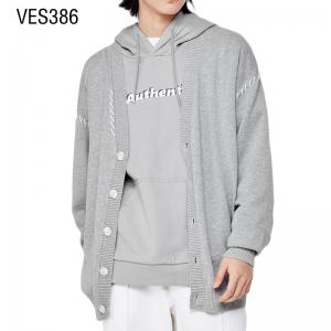 Customized men's fashion cardigan with patchwork sleeves and oversized knit jacket Single breasted autumn minimalist top for men