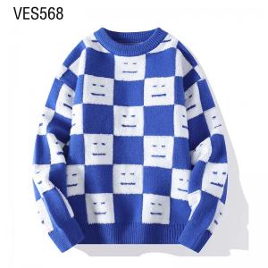 Customized pullover, plaid silent face jacquard o neck, long sleeved autumn and winter sweaters, large size, personalized trend for young people's clothing, yes or made by Chinese clothing factories