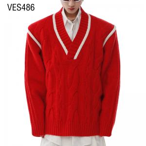 Customized pullover high-quality men's V-neck Christmas stripe trend fashionable and minimalist style autumn and winter red sweater customized by Chinese clothing factory