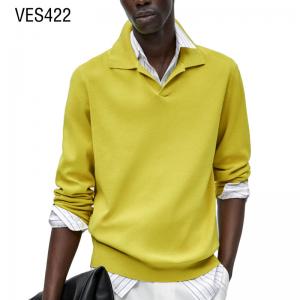 Customized logo OEM&ODM high-quality lapel pullover for men's casual business style knitted clothing Fitted long sleeved bright color spring and autumn top Knitwear Factory China