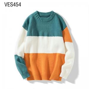 Customized pullover for young men O-neck thread loose contrast color long sleeved loose autumn and winter casual outdoor top Customized high-quality sweaters by Chinese clothing factories