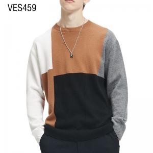 Customized pullover square patchwork style men's loose sweater Customized Chinese factory for autumn soft and warm clothing