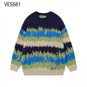Customized pullover, gradient color, abstract striped jacquard sweater, autumn and winter loose fitting, long sleeved, young and trendy clothing, customized to China factory