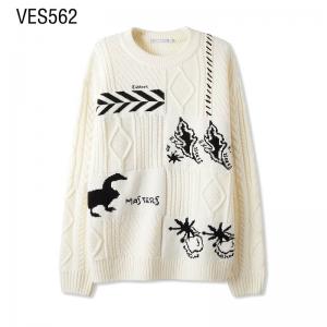 Customized pullover graphic elements dispersed jacquard threaded sweater knitted long sleeved o neck casual autumn and winter clothing made in Chinese factories