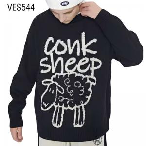 Customized pullover cute little sheep graffiti printed sweater long sleeved loose o neck autumn and winter clothing made in China's knitting factory