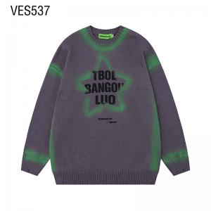 Customized pullover with gray striped inkjet and letter jacquard soft sweaters, street trend, autumn and winter clothing, made by Chinese factories