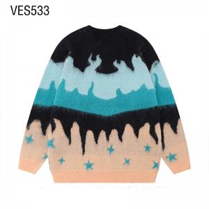 Customized men's pullover consisting of illustrations, jacquard, gradient colors, fashion trends, sweaters, young, neutral, autumn and winter loose fitting clothing, made in Chinese factories