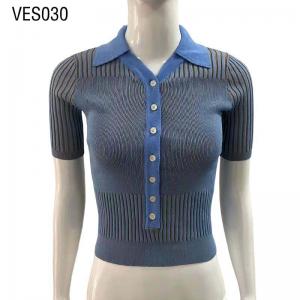 Women's knitted short single breasted sweater Retro Polo Short Sleeve T-shirt Slim Fit Lovely casual shirt with collar