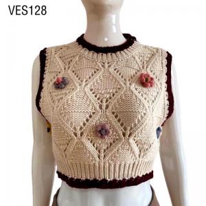 2023 Hot selling handmade crochet flower decorative vest Handmade crochet knit shirt hollowed out sleeveless short top O-neck outdoor cute sweater