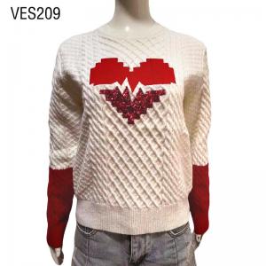 New 2023Heart shaped collage hot diamond women's casual long sleeved loose knit pullover Complementary colors O neck winter warm sweater Fashion Top