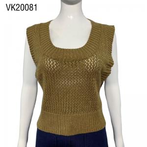 Retro style women's sexy square neck hollowed out crochet sweater Home casual sleeveless knit vest